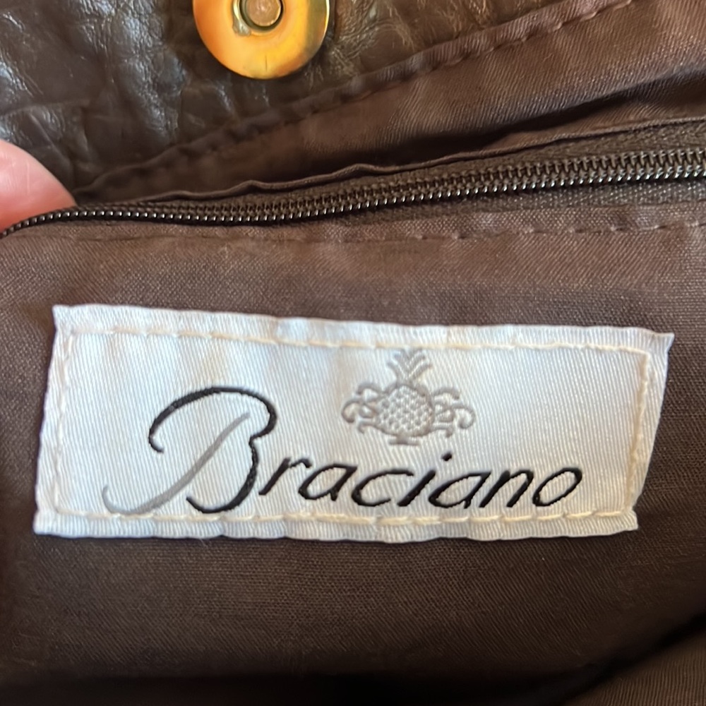 BRACIANO Shoulder Bag Handbag Brown REALLY NICE 15 w x12 h x 3” - Picture 8 of 13